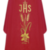 Casulla roja de lino JHS espigas