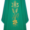 Casulla verde de lino JHS espigas
