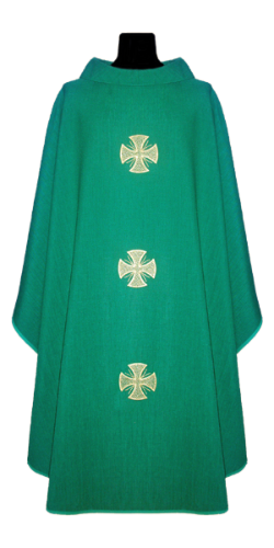 Casulla verde tres cruces