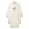 Casulla bordada color blanco con logotipo oficial de Jubileo 2025