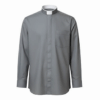 Camisa manga larga cuello romano gris oscuro