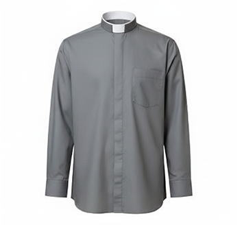 Camisa manga larga cuello romano gris oscuro