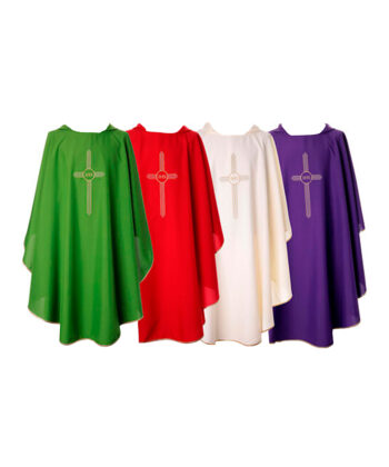 Kit de casullas 4 colores con bordado IHS