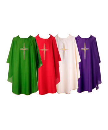 Kit de casullas 4 colores con Cruz bordada